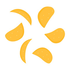 Potato chips illustration flat style used for design projects, icon creation, branding, digital artwork, and educational materials related to food and snack