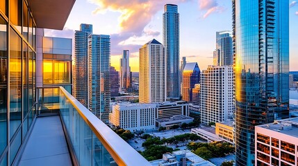 Austin, TX Skyline Sunset Cityscape View - Cityscapes