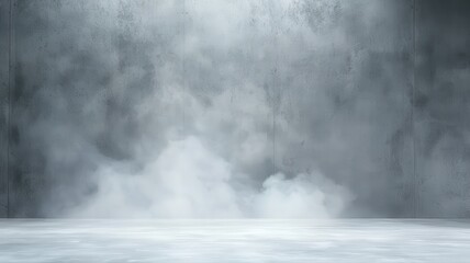 Moody foggy scene with dense mist obscuring the background, creating an atmospheric and mysterious environment.