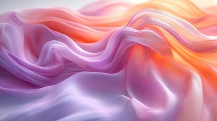 Obraz premium Soft, flowing fabric in gradient hues of pink and orange, creating a serene and dreamy atmosphere