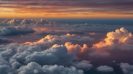 Golden Sunset Cloudscape  Aerial View of Dramatic Sky