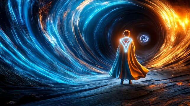 Mystic Portal: Fantasy Figure in Vortex - Surrealism/Abstract imagery