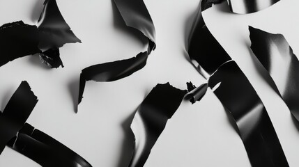 Mysterious Allure of Torn Black Matte Adhesive Tape Objects