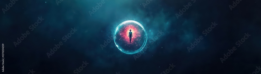 Poster breathtaking cosmic scene featuring a vibrant planet surrounded by stars and nebulae creating a myst