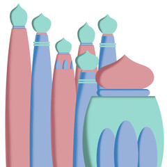 Soft colored mosque with minarets