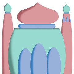 Soft colored mosque with minarets