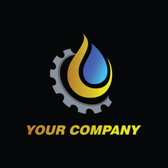 HVAC logo with settings or gear icon. appliances hvac icon or symbol. Air conditioning logo. Central heating design. Snowflake,