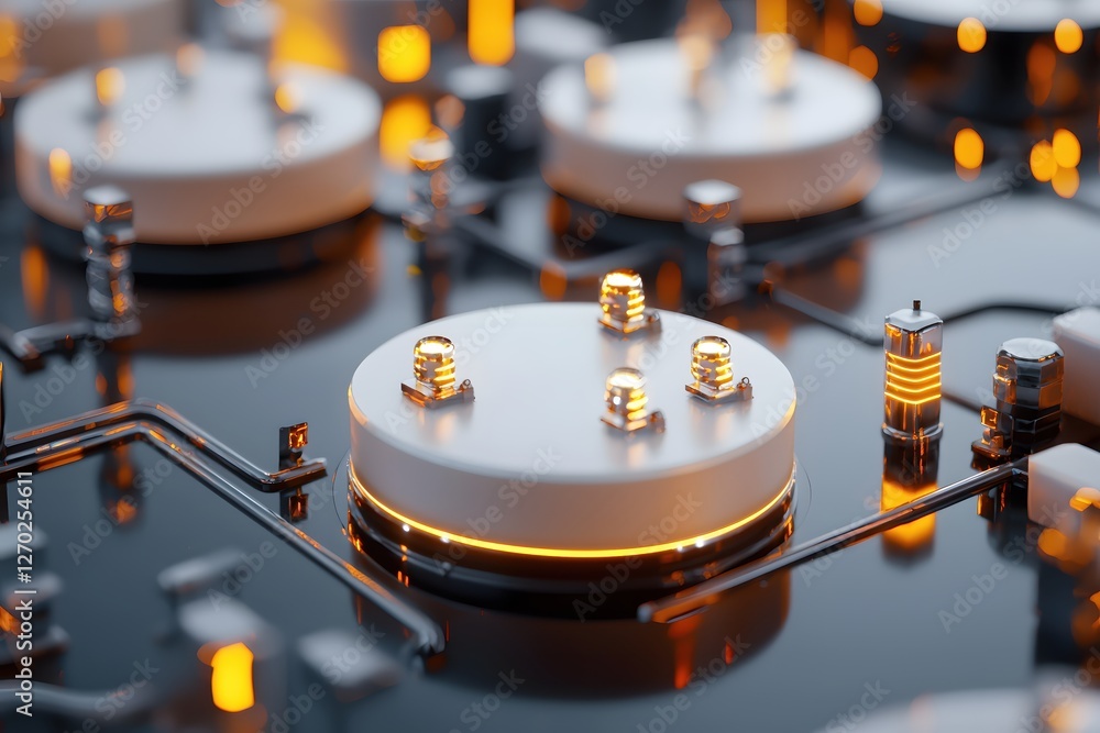 Aufkleber futuristic circuit board design with glowing elements and clean aesthetic for tech innovation