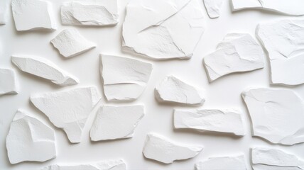 Obraz premium White textured plaster pieces arranged artfully for abstract visual effect, ideal for modern design backdrops.