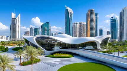 Naklejka premium Modern Architecture, Dubai Skyline - Modern Architecture