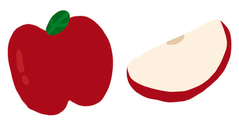Red Apple Cartoon Apple Crayon Style Art