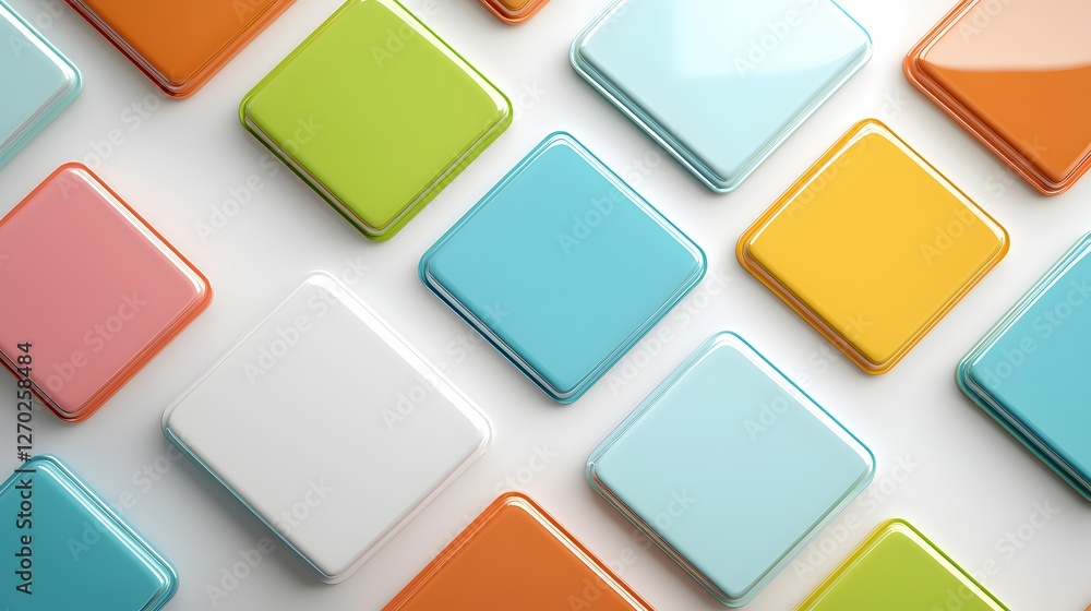 Aufkleber colorful square tiles arranged on white surface creating a playful and modern background