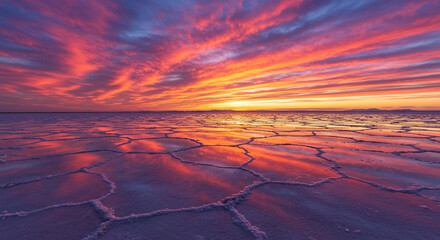 Vast Salt Flats Reflecting Vibrant Sunset Colors