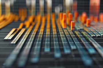 Abstract visualization of data represented through colorful bars and lines.