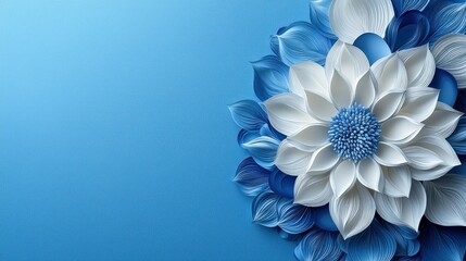 Elegant blue flower composition with layered petals and minimalist background