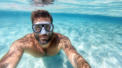 Snorkeler enjoying clear ocean water with vibrant reflections