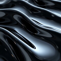 A mesmerizing close-up of glossy black waves creating a dynamic and fluid texture. Ideal for backgrounds, abstract designs, and creative projects showcasing elegance and modernity.
