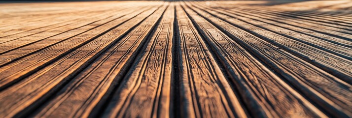 Obraz premium Warm Sunset Light on Wooden Planks