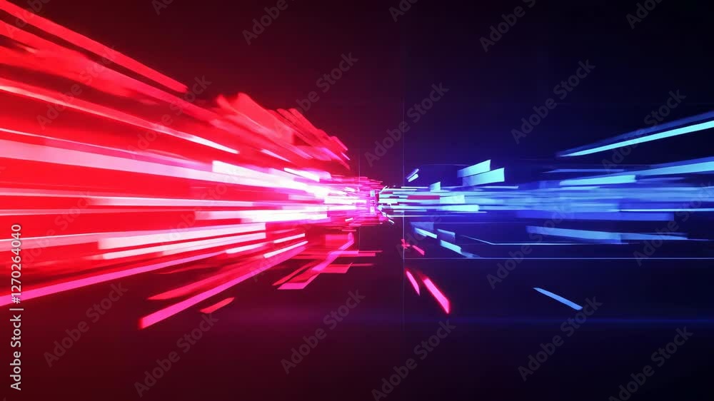 Aufkleber dynamic digital background with red and blue light streaks converging in futuristic design, creating