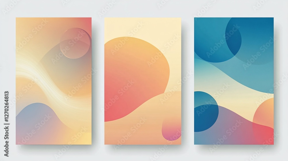 Poster abstract gradient backgrounds with smooth shapes and colors minimalist design