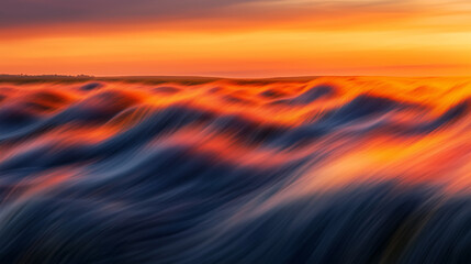 Waves of motion dominate this expansive landscape, radiating warmth and sense of peaceful energy at dusk