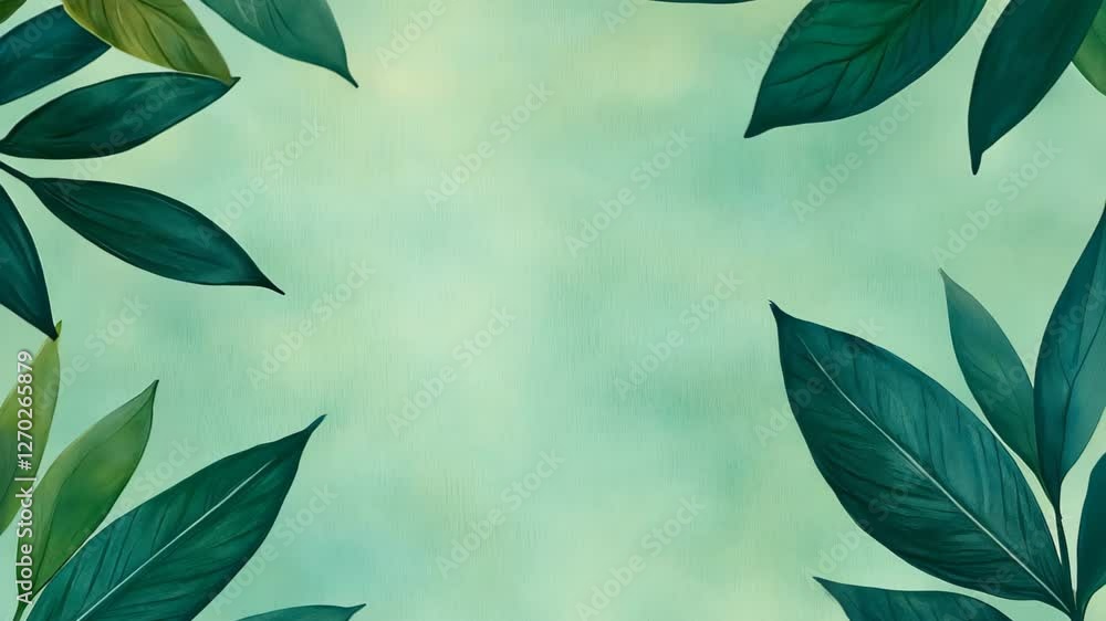 Poster tropical greenery with overlapping leaves and deep shadows on soft background for nature inspired de