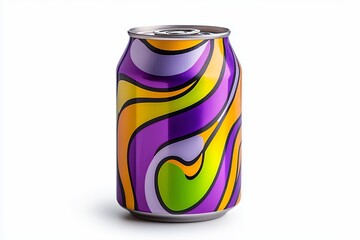 Fototapeta premium Colorful Drink Can With Swirling Patterns