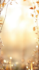 Soft taupe and elegant pale gold gradient background with delicate foliage