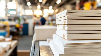 Stack of Paper in a Factory.