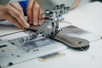 Sewing machine stitching fabric close up Craftsmanship in action Precision and detail in tailoring