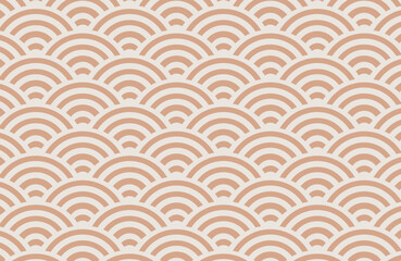 Seamless Vector Pattern Swatch Light Orange Circles Fan Wave Design Beige Background