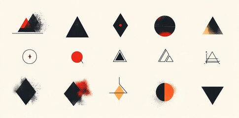 Geometric Abstract Art: Minimalist Shapes and Textures in Red and Black