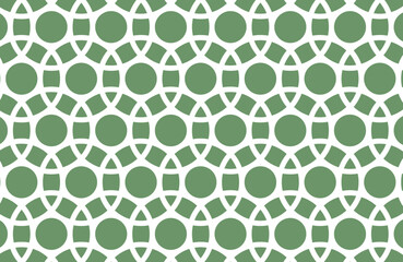 Seamless Pattern Swatch Overlapping White Circles Design Forest Green Background