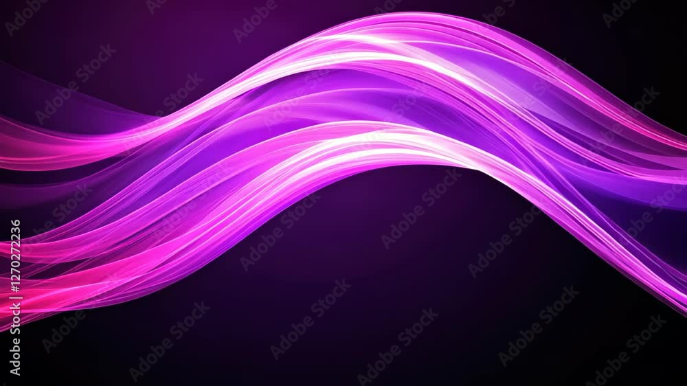Poster flowing 3d purple and violet neon light rays and waves abstract background perfect for modern design