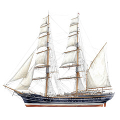 Obraz premium Classic Tall Ship with Detailed Sails and Rigging in Full View