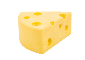 Piece of cheese isolated on white background