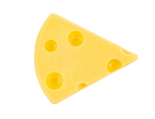 Piece of cheese isolated on white background