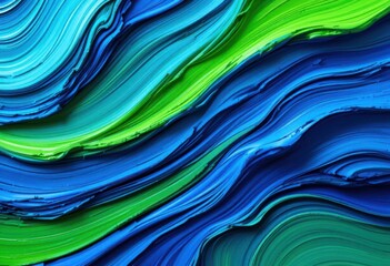 Abstract green and blue paint strokes on flat surface used for backgrounds or arts