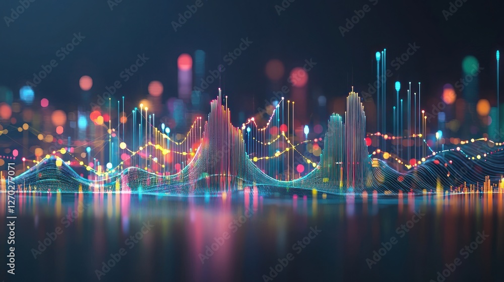 Poster abstract data visualization: a cityscape of information