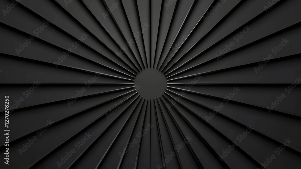 Poster sleek black background with radiant energy stripes creating dynamic visual depth and texture