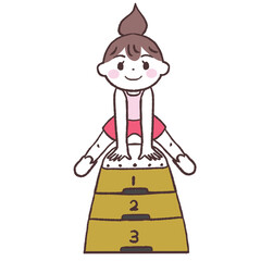 跳び箱を飛ぶ女性イラスト