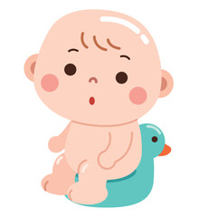 Cute Baby Sitting on a Potty Illustration