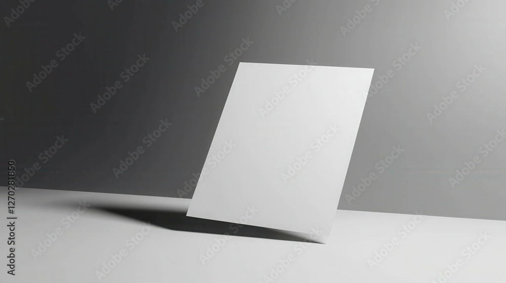 Poster abstract 3d rendered blank card floats in space with soft shadows in minimalistic background