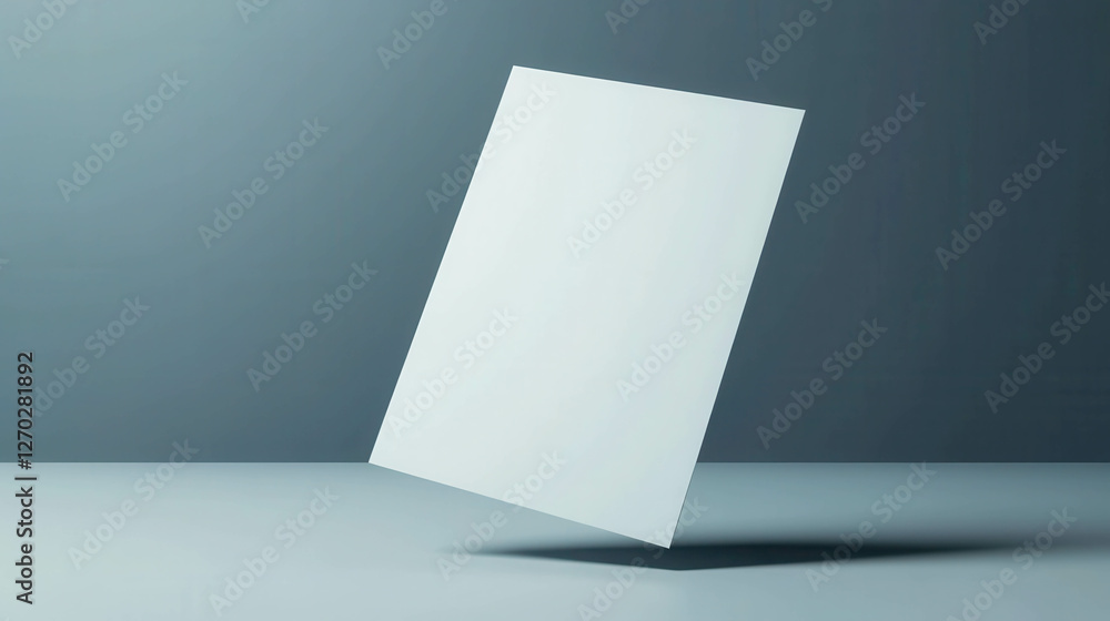 Poster blank 3d rendered card floating in space with soft shadows and minimalist background