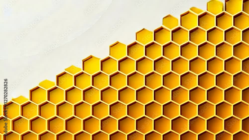 Poster gradient modern background, honeycomb pattern with a gradient of yellow hues.