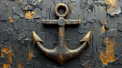 Rusty anchor on dark textured background. (1)