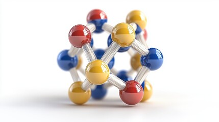 Obraz premium Colorful Molecular Structure On White Background