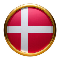 Obraz premium デンマークの国旗のブローチ。白背景。(Denmark flag brooch on white background.) 
