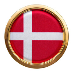 Obraz premium デンマークの国旗のブローチ。白背景。(Denmark flag brooch on white background.) 