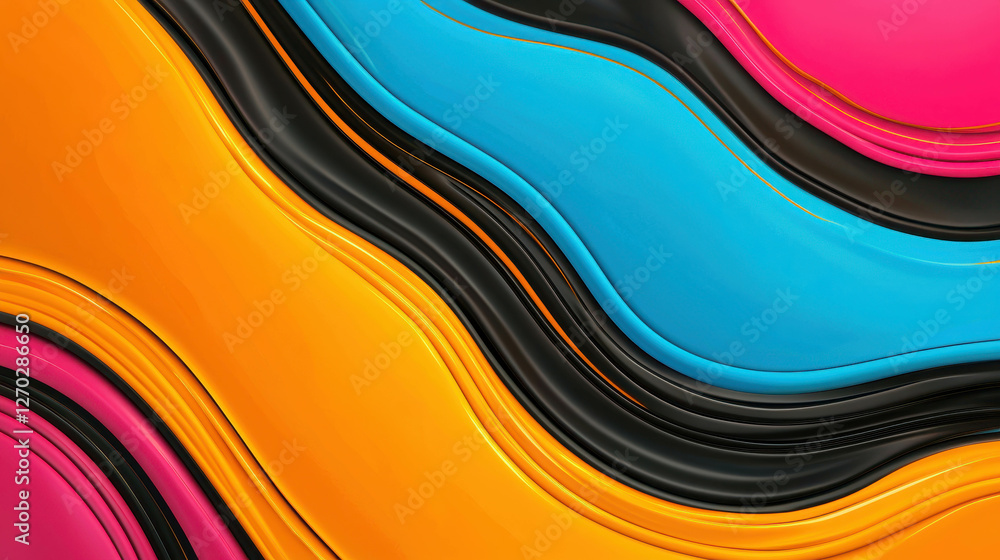 Poster mesmerizing blend of bold high contrast colors in vibrant waves and flowing patterns